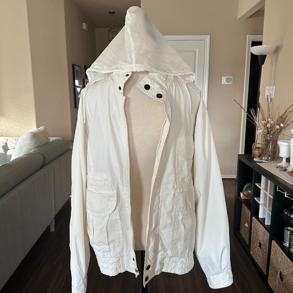 Vintage Rainforest Men's Windbreaker White with Hoodie Size Medium - Picture 7 of 9